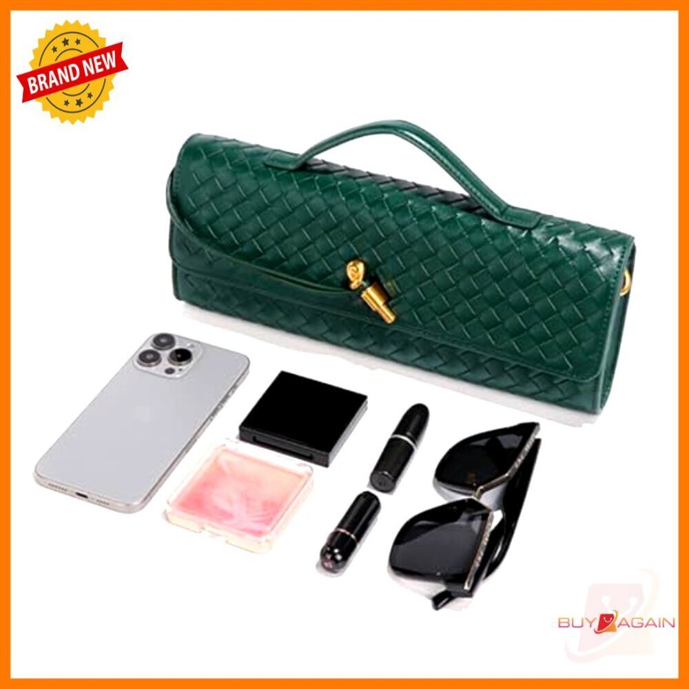 PU Leather Woven Clutch with Adjustable Strap, Crossbody or Shoulder Bag - Picture 5 of 6